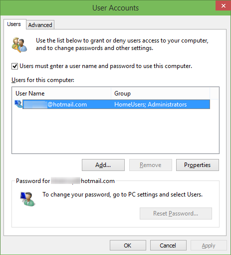 netplwiz